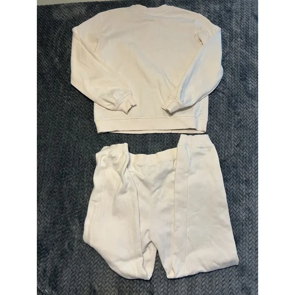 The North Face Sweatshirt & Sweatpants 2 Piece Set Girls 2XL Cream Fleece Cotton